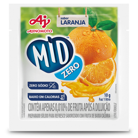Refresco pó mid zero 10g laranja