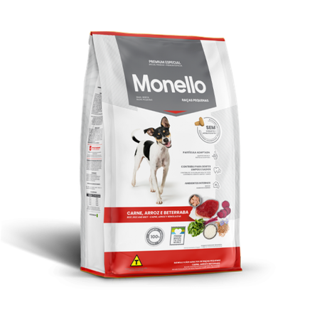 Ração para cães monello premium adulto raça pequenas carne arroz e beterraba 1kg