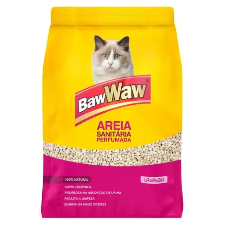 Aréia Higiênica para Gatos Baw Waw Perfumada Lavanda 4kg