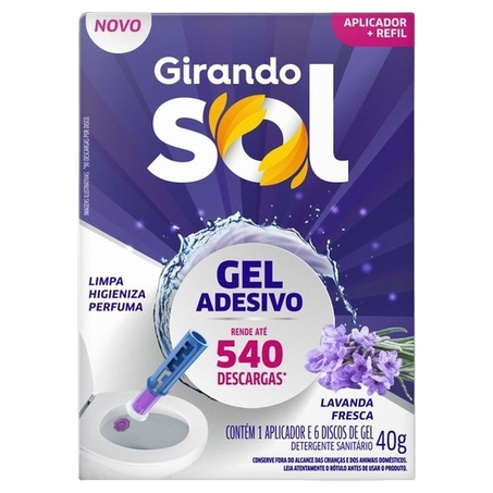Aparelho Sanitário Girando Sol Aplicador  Refil Gel Lavanda Fresca 40G