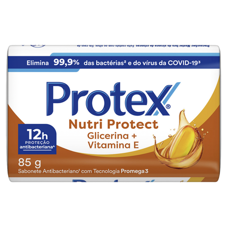 Sabonete Barra Antibacteriano Protex Nutri Protect Glicerina  Vitamina E Envoltório 85g