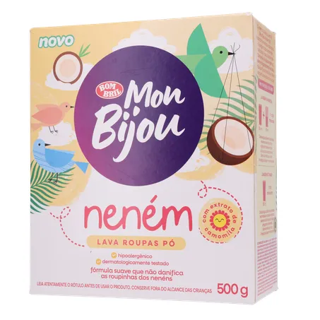 Lava roupas em pó mon bijou neném com extrato de camomila caixa 500g 360-2