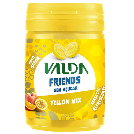 Pastilhas Valda Friends Sabor Yellow Mix Sem Açúcar Pote 50G