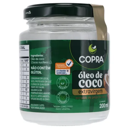 Óleo de Coco Copra Extra Virgem 200ml | Super Koch