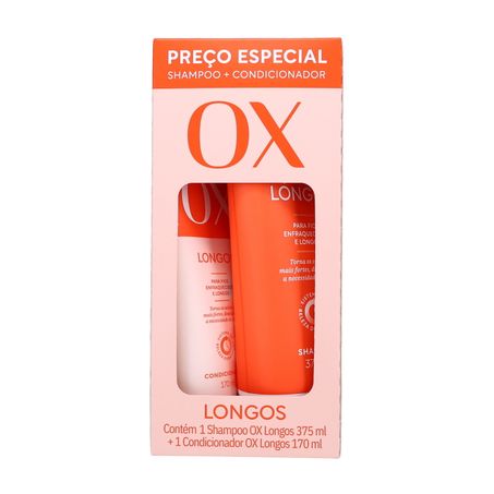 Kit Shampoo com 375Ml  Condicionador com 170Ml Ox Longos