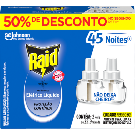 Inseticida raid 45 noites refil 50d.2¦u