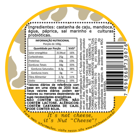QUEIJO VEG MEIA CURA PAPRICA 130G - NUTCHEESE 360-1