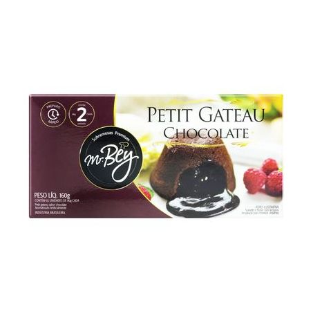 Petit Gâteau Congelado Chocolate Mr. Bey Sobremesas Premium Caixa 2 Unidades 160G