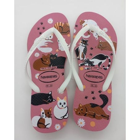 CHINELO HAVAIANAS SLIM PETS 35/36 ROSA CHIFFON 