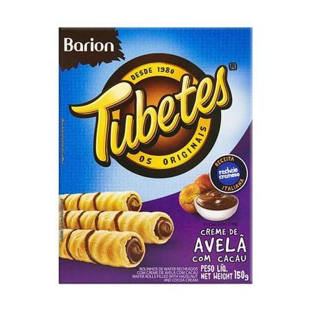 Biscoito Wafer Tubetes Recheado de Avelã Barion Embalagem 150G