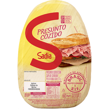 Presunto Cozido Sadia Kg Bandeja