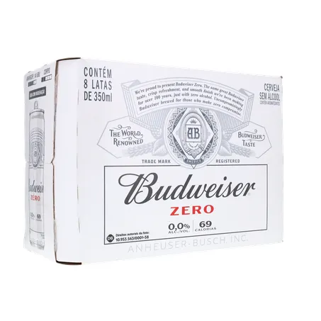 Cerveja budweiser 350ml zero alcool c/8 360-15