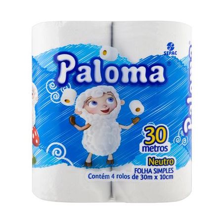 Papel higienico neutro paloma com 4 rolos de 30m folha simples