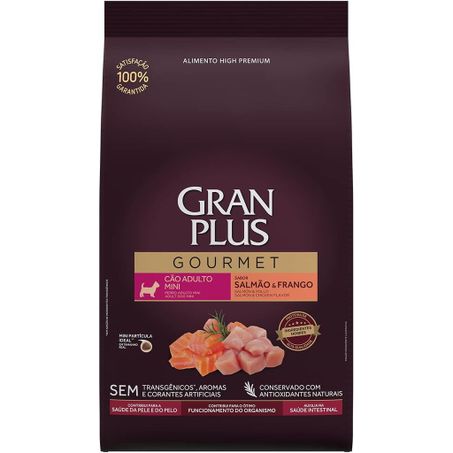 Ração GranPlus Gourmet Cães Adultos Pequenos e médio porte Salmão e Frango 10,1 kg