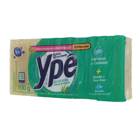 Sabão em Barra Glicerinado Ypê Aloe Vera Toque de Maciez Pacote com 5un - 900gr 360-3