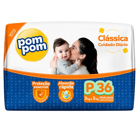 Fralda Pom Pom Clássica Tam. P - 36