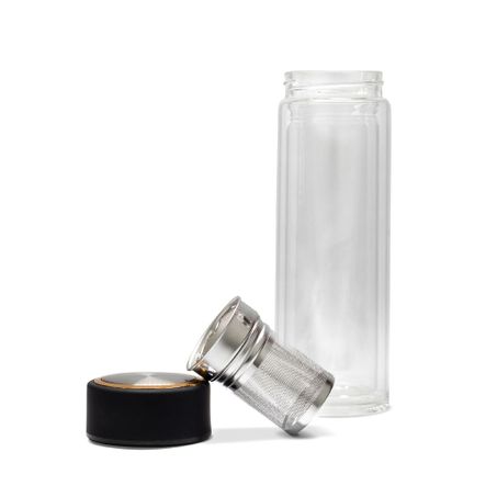 Garrafa Vidro Duplo Preta 400ml