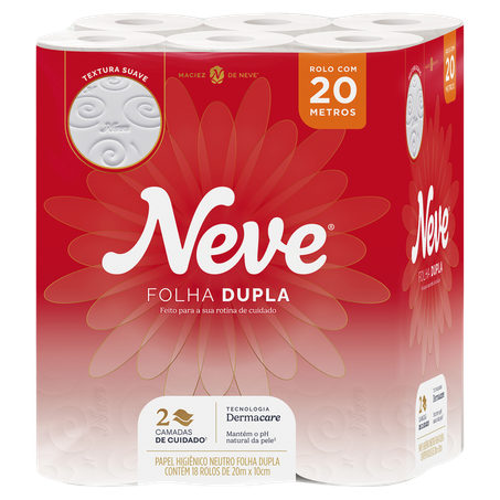 Papel Higiênico Folha Dupla Neutro Neve 20m Pacote 18 Unidades
