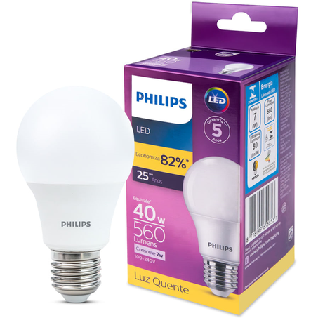 LÂMPADA LED PHILIPS QUENTE 7W UNID