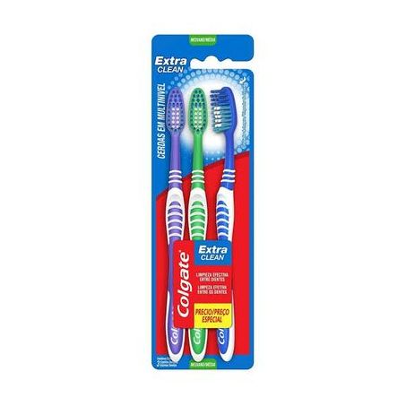 Escova dental colgate extra clean media leve 3 pague 2