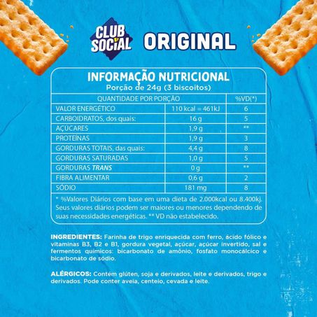 BISCOITO SALGADO CLUB SOCIAL ORIGINAL MULTIPACK 144G 360-3