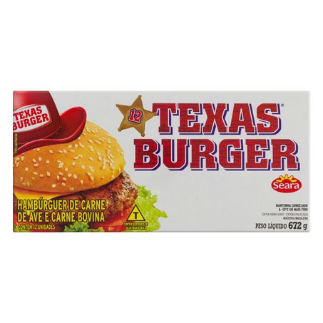 HAMBÚRGUER DE CARNE DE AVE E BOVINA SEARA TEXAS BURGER CAIXA