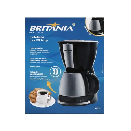 CAFETEIRA ELÉTRICA JARRA INOX 30 XÍCARAS 110V BRITÂNIA