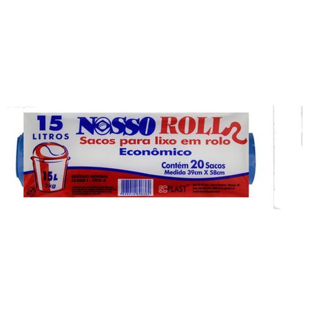 SACO LIXO AZUL ECON NOSSO ROLL 15LT C/20