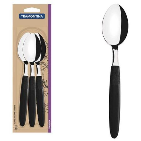TRAMONTINA CJ COLHERES INOX 3 PCS IPANEMA PRETA   