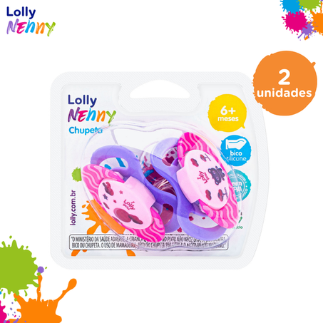Chupeta infantil lolly nenny silicone 6+ 02f rosa c-2unid