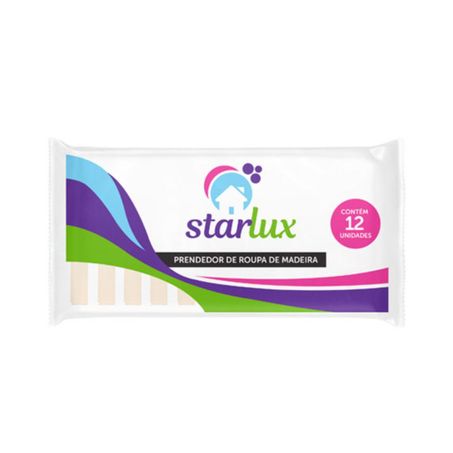 Prendedores de Roupa de Madeira Starlux com 12 Unidades