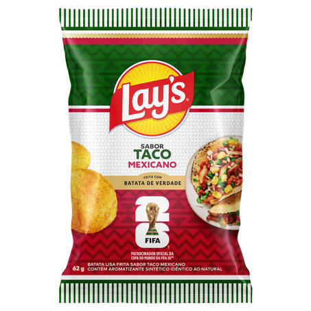 Salgadinho Lays Fifa Batata Taco Mexicano Pacote 62g 
 