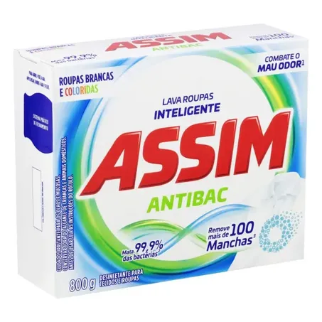 Lava Roupas Assim Em Pó Antibac Caixa 800g 
 