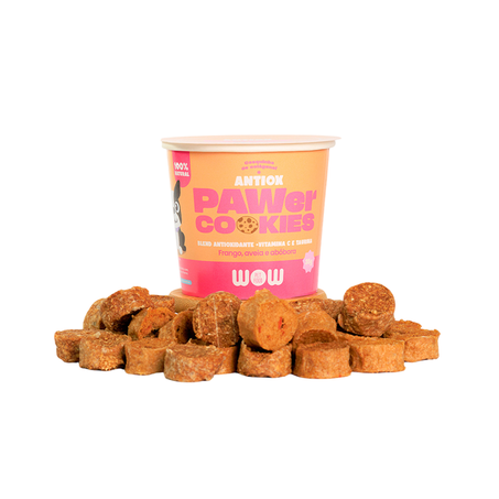 Petisco WOW Pawer Cookies Para Cães Sabor Frango, Aveia e Abóbora 35g