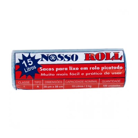 Saco Lixo Nosso Roll Azul 15L com 100 Unidades