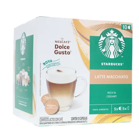 Café com Leite em Cápsula Starbucks Latte Macchiato Nescafé Dolce Gusto Caixa 107,5g 10 Unidades 360-34