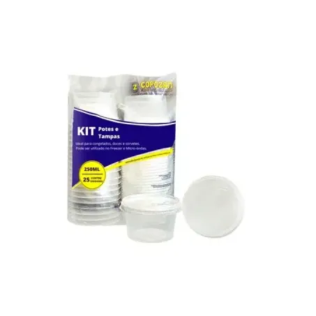 Pote plastico desc. c/tampa copozan 250ml c/25