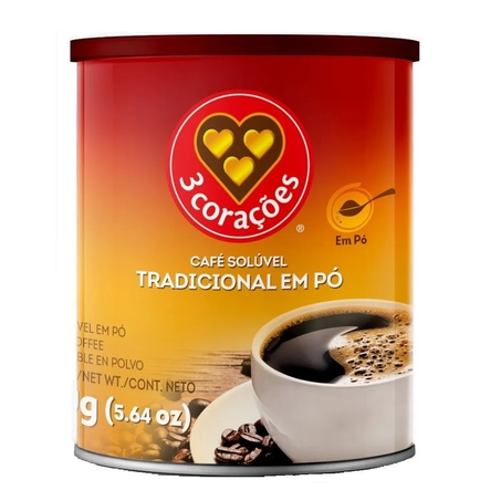CAFÉ SOLÚVEL EM PÓ TRADICIONAL 3 CORAÇÕES
