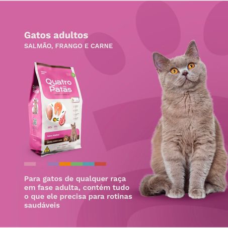 RAÇÃO QUATRO PATAS GATOS AD SALM/PERU/CAR 1KG