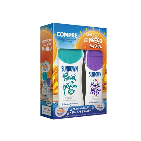 Kit Protetor Solar Sundown FPS 50 200Ml  Protetor Solar Sundown Kids FPS 60 120Ml