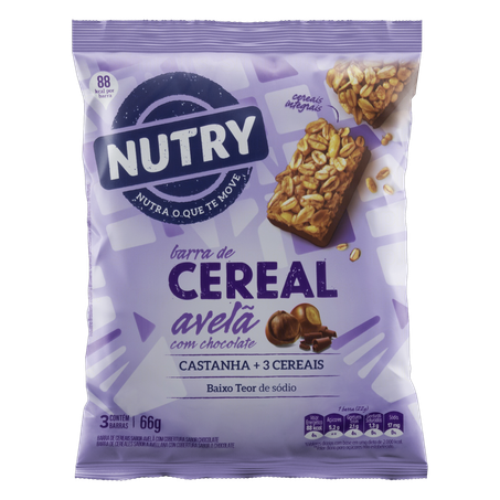 Barrinha Nutry 66g Trad Pct C/3 Avela/Chocolate