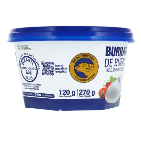 Queijo Burrata de Búfala Búfalo Dourado Pote 270gr 360-30