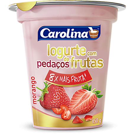 Iogurte Carolina 450g - Pedaços de Frutas - Morango