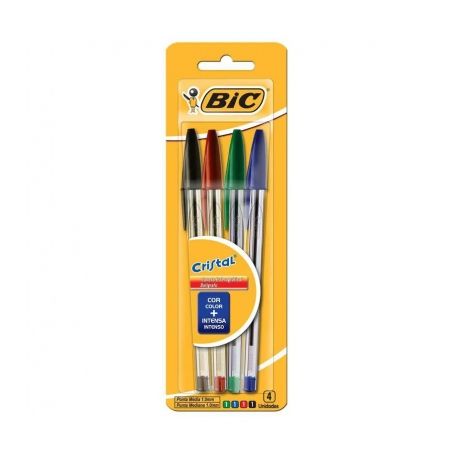 Caneta bic cristal c 4 1az 1vm 1pta 1v s