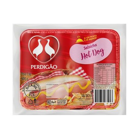Salsicha hot dog perdigao 500g s/corante