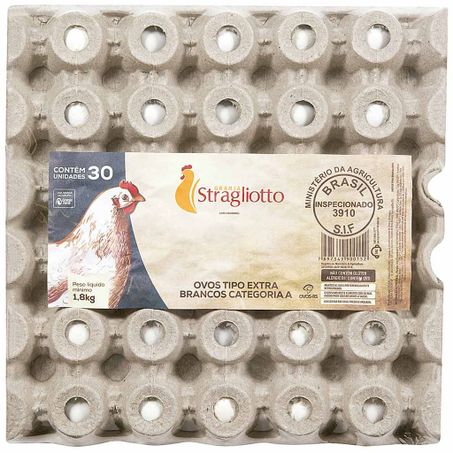 Ovos brancos Stragliotto com 30 un