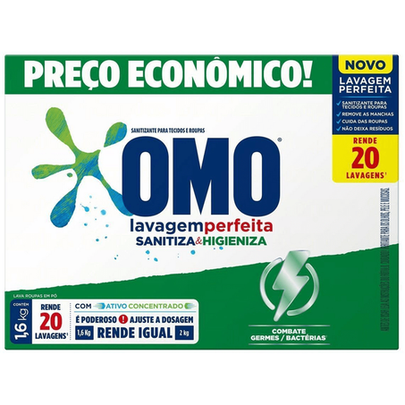 SABÃO PÓ OMO SANITIZA&HIGIENIZA VERDE 1,6KG