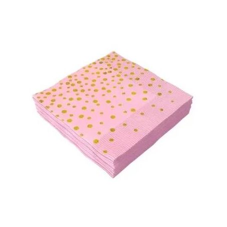 GUARDANAPO BOLINHA ROSA METEL 33X33