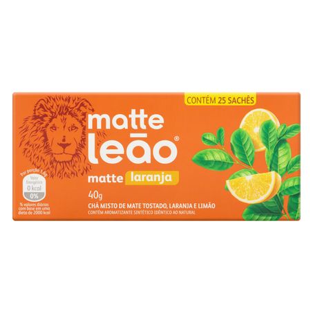 CHÁ MATE LARANJA MATTE LEÃO COM 25 UNIDADES