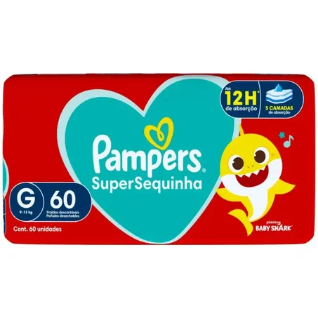 Fralda pampers ss baby shark g 60un